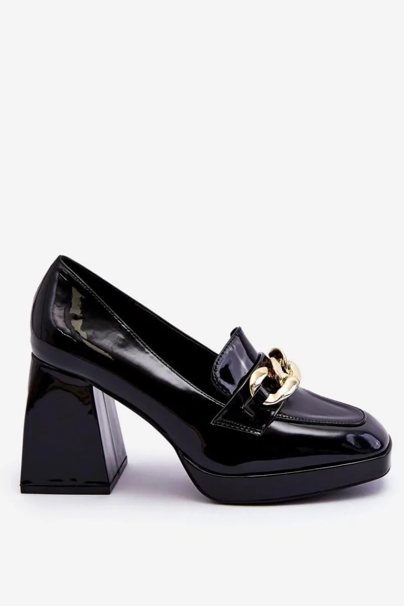 Discount Czółenka Na Masywnym Obcasie Czarne Nataly Damskie Czółenka Na Platformie|Czółenka Na Słupku