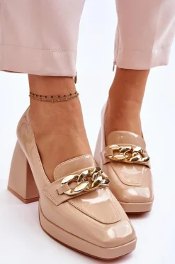Czółenka Na Platformie|Czółenka Na Słupku>Buty damskie Vinceza Czółenka Na Masywnym Obcasie Beżowe Nataly