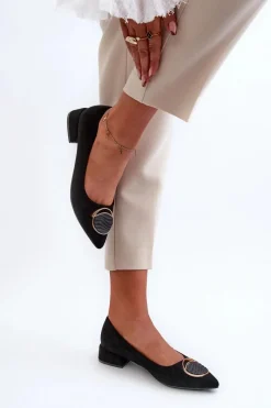 Damskie buty S.Barski Czółenka Na Niskim Obcasie Z Eko Zamszu S.Barski KV27-037 Czarne Czarny