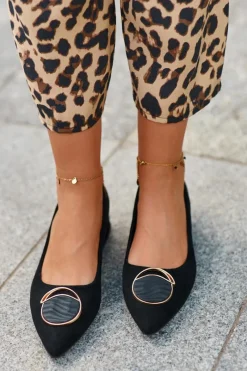 Damskie buty S.Barski Czółenka Na Niskim Obcasie Z Eko Zamszu S.Barski KV27-037 Czarne Czarny