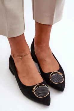 Damskie buty S.Barski Czółenka Na Niskim Obcasie Z Eko Zamszu S.Barski KV27-037 Czarne Czarny