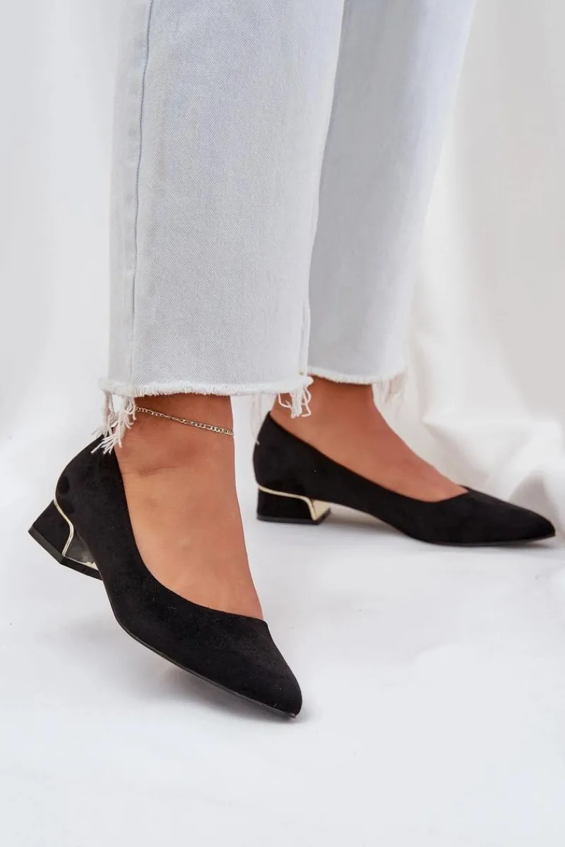 Best Czółenka Na Niskim Obcasie I Szpiczastymi Noskami Czarne Terilara Damskie Czółenka Zamszowe|Czółenka Na Słupku