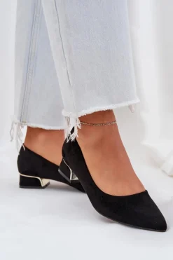 Best Czółenka Na Niskim Obcasie I Szpiczastymi Noskami Czarne Terilara Damskie Czółenka Zamszowe|Czółenka Na Słupku