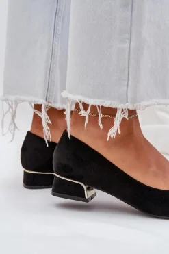 Best Czółenka Na Niskim Obcasie I Szpiczastymi Noskami Czarne Terilara Damskie Czółenka Zamszowe|Czółenka Na Słupku