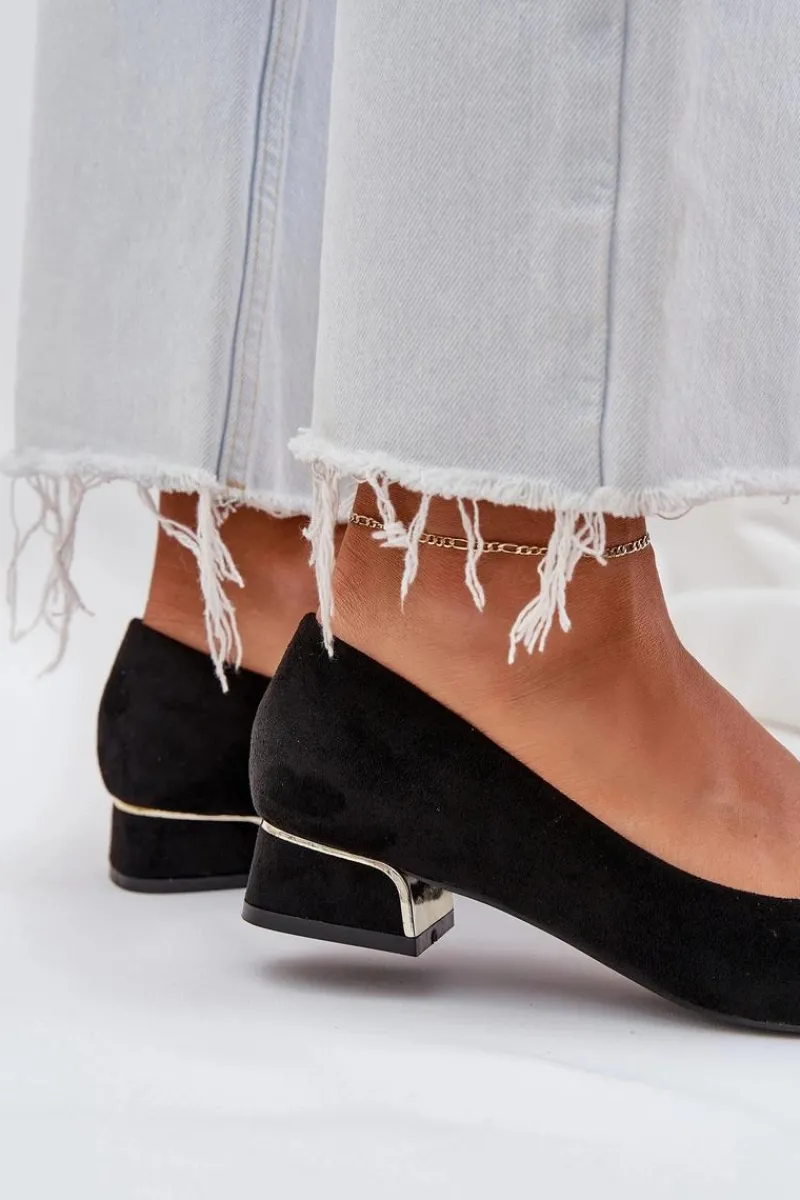 Best Czółenka Na Niskim Obcasie I Szpiczastymi Noskami Czarne Terilara Damskie Czółenka Zamszowe|Czółenka Na Słupku