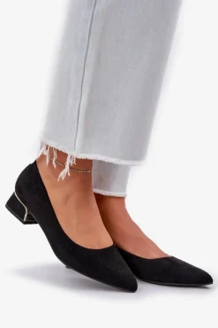 Best Czółenka Na Niskim Obcasie I Szpiczastymi Noskami Czarne Terilara Damskie Czółenka Zamszowe|Czółenka Na Słupku