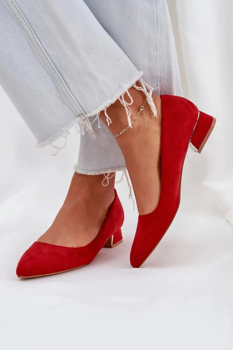 Czółenka Zamszowe|Czółenka Na Słupku>Boto Czółenka Na Niskim Obcasie I Szpiczastymi Noskami Czerwone Terilara