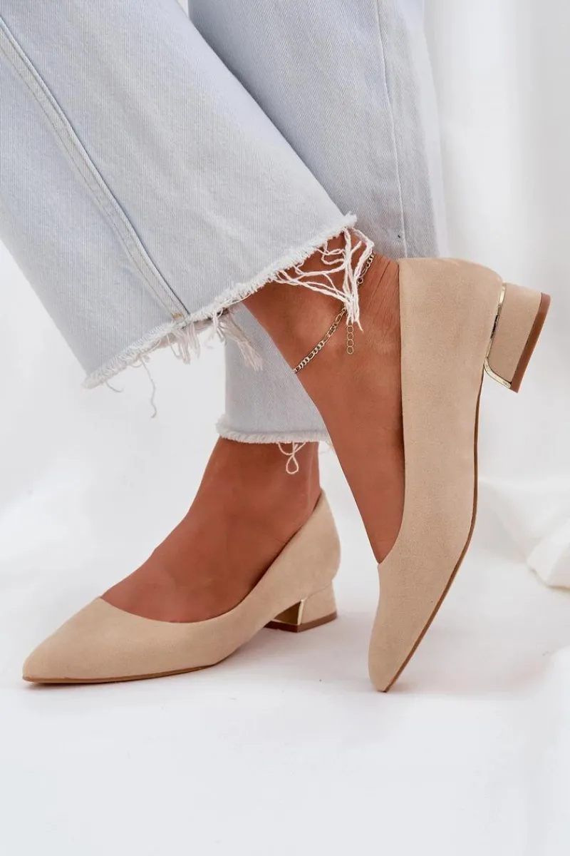Discount Boto Czółenka Na Niskim Obcasie I Szpiczastymi Noskami Beżowe Terilara Beżowy