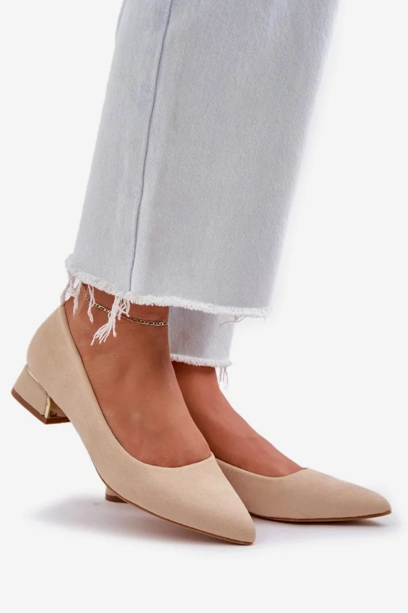 Discount Boto Czółenka Na Niskim Obcasie I Szpiczastymi Noskami Beżowe Terilara Beżowy