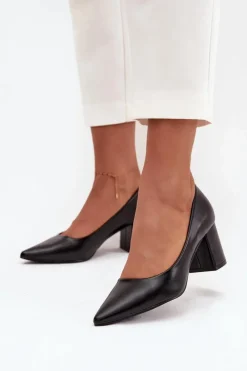 Online Czółenka Na Słupkowym Obcasie Ze Szpiczastymi Noskami Czarne Ryvessa Damskie Czółenka Klasyczne