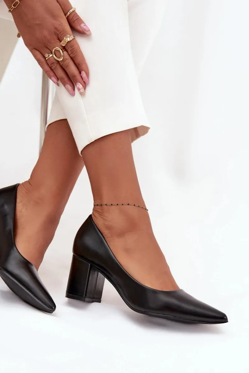 Online Czółenka Na Słupkowym Obcasie Ze Szpiczastymi Noskami Czarne Ryvessa Damskie Czółenka Klasyczne