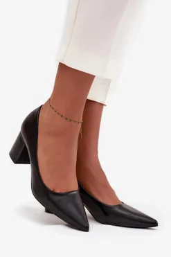 Online Czółenka Na Słupkowym Obcasie Ze Szpiczastymi Noskami Czarne Ryvessa Damskie Czółenka Klasyczne