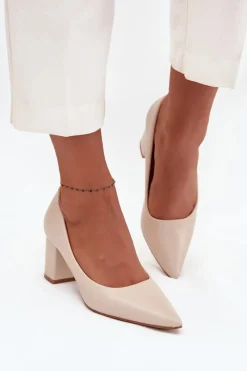 Online Boto Czółenka Na Słupkowym Obcasie Ze Szpiczastymi Noskami Jasnobeżowe Ryvessa Beżowy