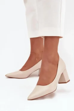 Online Boto Czółenka Na Słupkowym Obcasie Ze Szpiczastymi Noskami Jasnobeżowe Ryvessa Beżowy