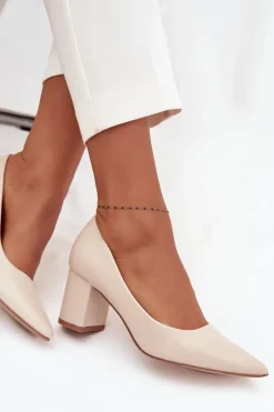 Online Boto Czółenka Na Słupkowym Obcasie Ze Szpiczastymi Noskami Jasnobeżowe Ryvessa Beżowy