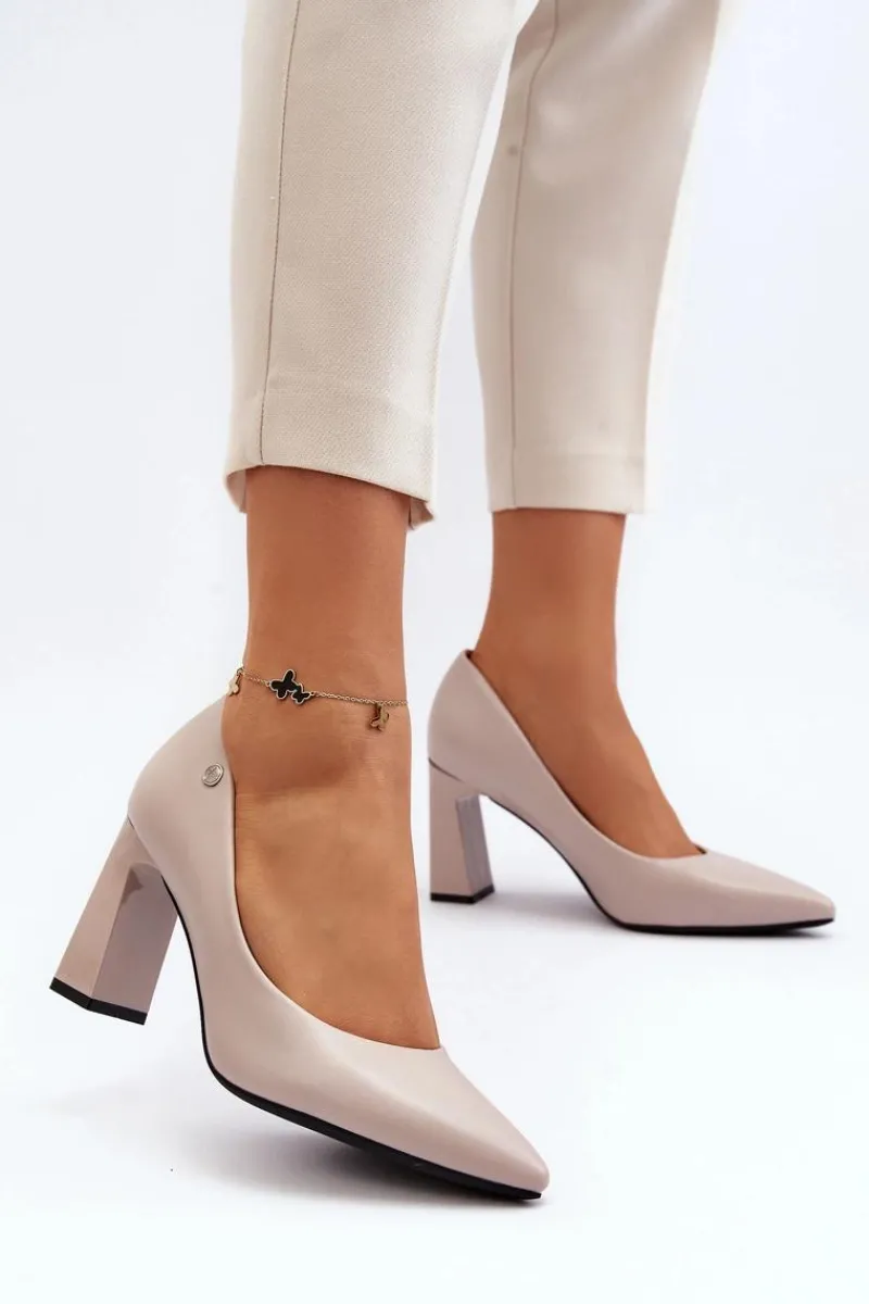 New Buty damskie Vinceza Czółenka Na Słupku Eko Skóra Szare Giseleni