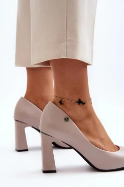 New Buty damskie Vinceza Czółenka Na Słupku Eko Skóra Szare Giseleni