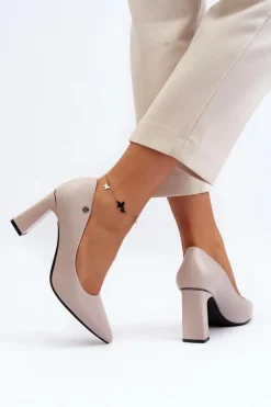 New Buty damskie Vinceza Czółenka Na Słupku Eko Skóra Szare Giseleni