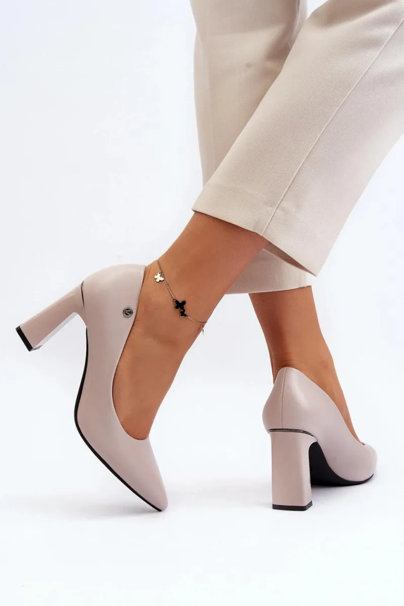 New Buty damskie Vinceza Czółenka Na Słupku Eko Skóra Szare Giseleni