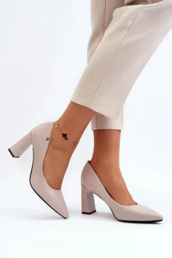 New Buty damskie Vinceza Czółenka Na Słupku Eko Skóra Szare Giseleni