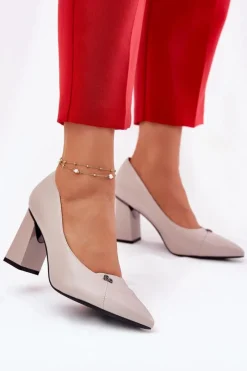 Czółenka Na Słupku|Czółenka Klasyczne>Buty damskie Vinceza Czółenka Na Słupku Eleganckie Vinceza 62224 Szare Szary