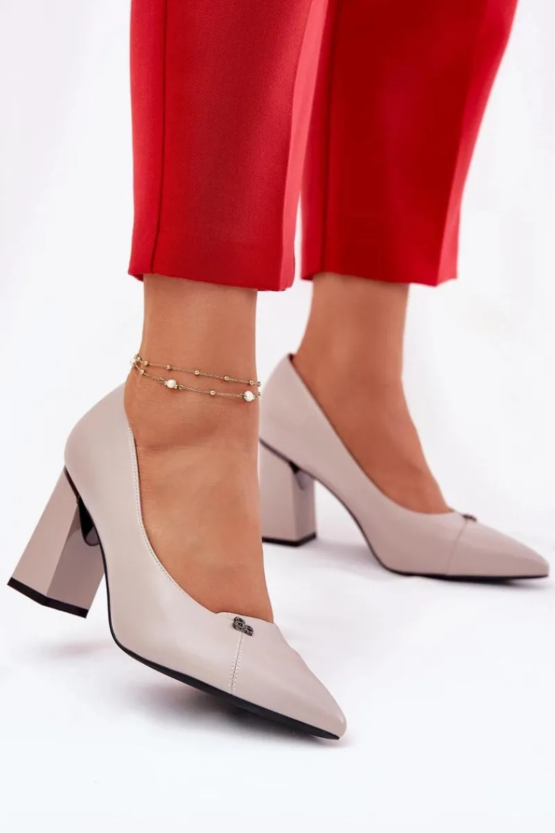 Czółenka Na Słupku|Czółenka Klasyczne>Buty damskie Vinceza Czółenka Na Słupku Eleganckie Vinceza 62224 Szare Szary