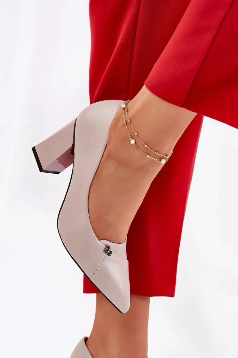 Czółenka Na Słupku|Czółenka Klasyczne>Buty damskie Vinceza Czółenka Na Słupku Eleganckie Vinceza 62224 Szare Szary