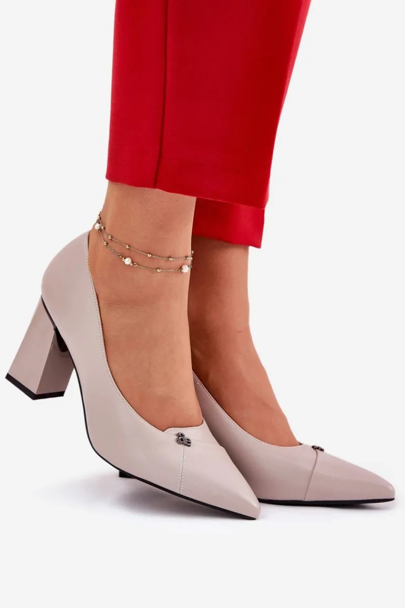 Czółenka Na Słupku|Czółenka Klasyczne>Buty damskie Vinceza Czółenka Na Słupku Eleganckie Vinceza 62224 Szare Szary