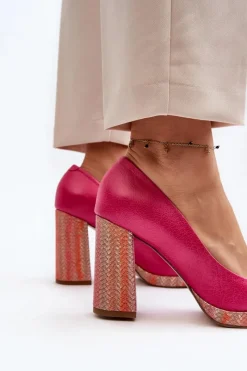 New Laura Messi Czółenka Na Słupku 2746 Różowe Różowy