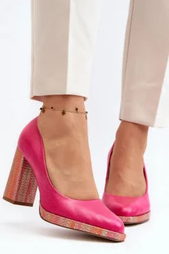 New Laura Messi Czółenka Na Słupku 2746 Różowe Różowy