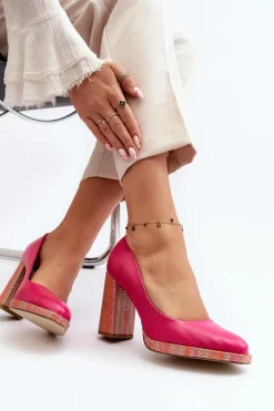 New Laura Messi Czółenka Na Słupku 2746 Różowe Różowy