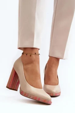 Online Laura Messi Czółenka Na Słupku 2746 Jasnobeżowe