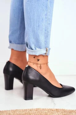 Buty Sergio Leone Czółenka Na Słupku Sergio Leone PB403 Czarne