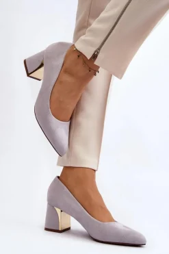 New Boto Czółenka Na Słupku Szare Stelloria