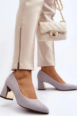 New Boto Czółenka Na Słupku Szare Stelloria