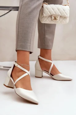 Online Czółenka Na Słupku Z Eko Skóry Sergio Leone SK830 Perłowe Damskie Czółenka Zamszowe|Czółenka Na Słupku