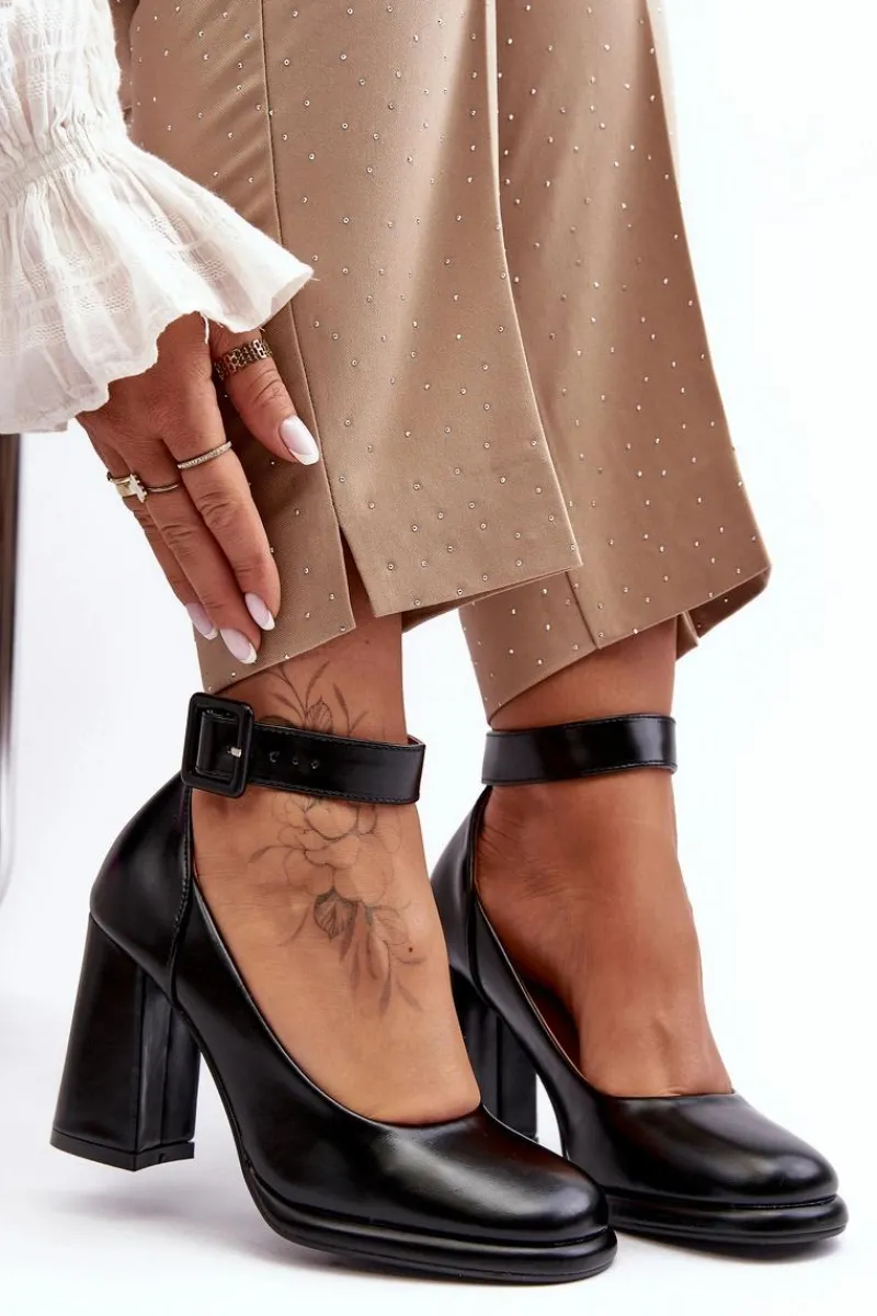 Czółenka Na Platformie|Czółenka Na Słupku>Boto Czółenka Na Słupku Z Klamrą Czarne Idovana Czarny