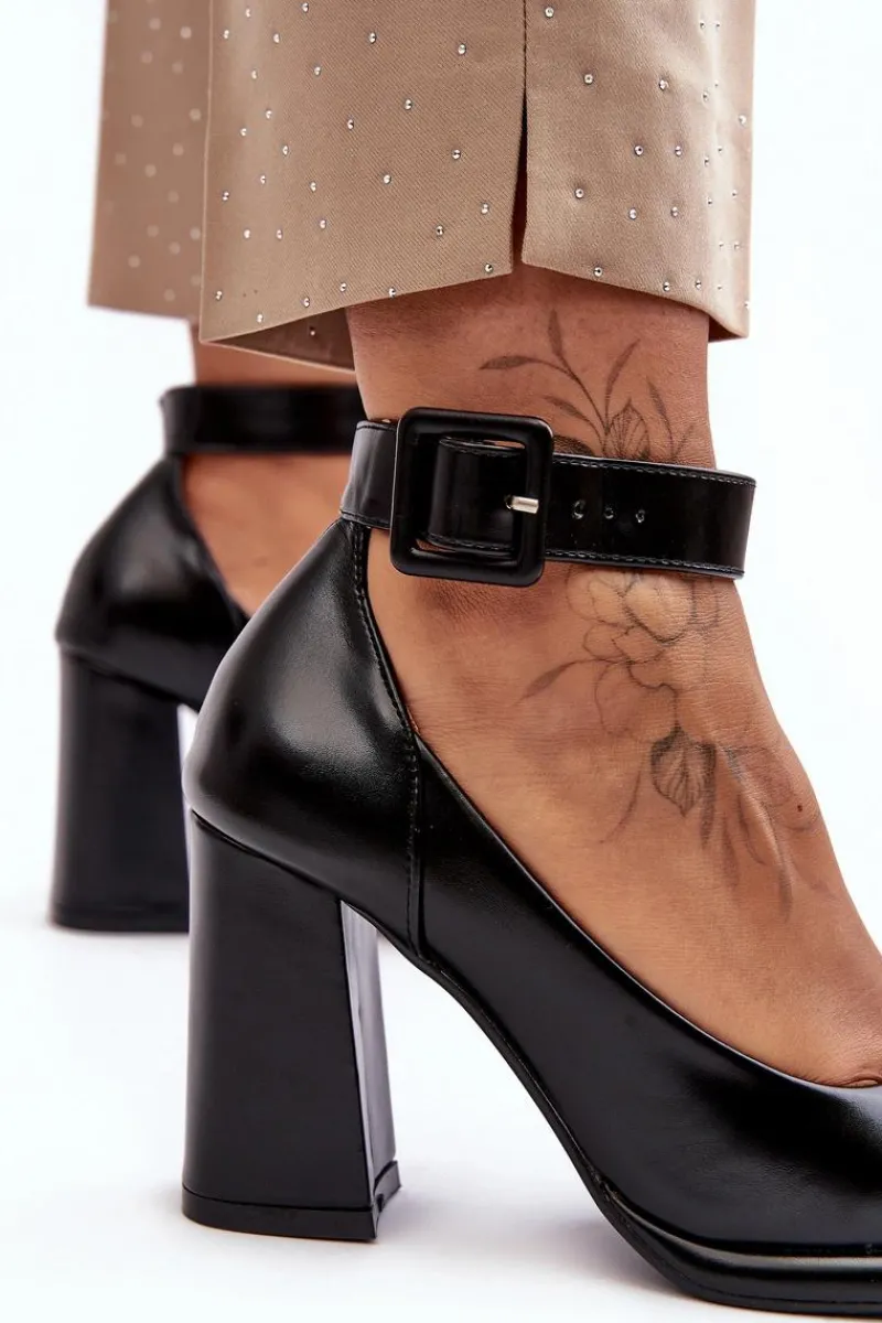 Czółenka Na Platformie|Czółenka Na Słupku>Boto Czółenka Na Słupku Z Klamrą Czarne Idovana Czarny