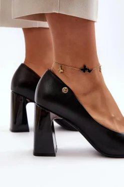 Discount Czółenka Na Słupku Z Kokardą Czarne Ariemessa Damskie Czółenka Na Słupku|Czółenka Klasyczne