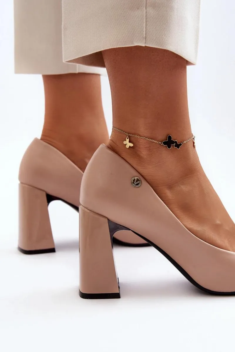 Czółenka Na Słupku|Czółenka Klasyczne>Buty damskie Vinceza Czółenka Na Słupku Z Kokardą Beżowe Ariemessa Beżowy