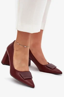 Discount Boto Czółenka Na Słupku Z Ozdobą Bordowe Celira