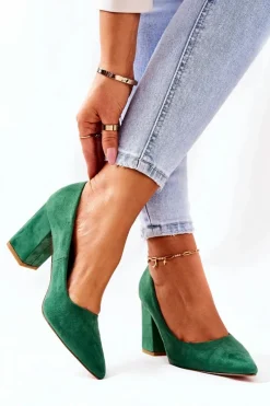 Czółenka Zamszowe|Czółenka Na Słupku>Boto Czółenka Na Słupku Zamszowe Zielone Florena