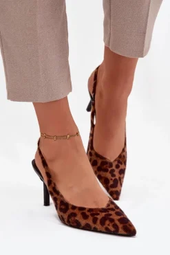 Szpilki Lakierowane|Czółenka Klasyczne>Boto Czółenka Na Szpilce Panterka Phelia Brązowy