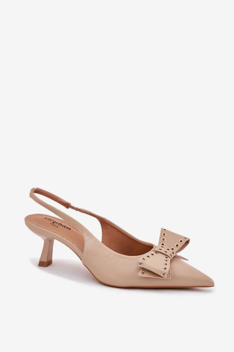 Online Czółenka Na Szpilce Z Kokardą Beżowe Folesca Damskie Czółenka Klasyczne