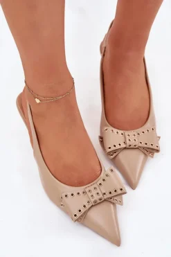 Online Czółenka Na Szpilce Z Kokardą Beżowe Folesca Damskie Czółenka Klasyczne