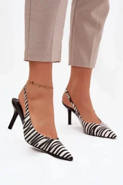 Czółenka Na Szpilce Zebra Phelia Damskie Szpilki Lakierowane|Czółenka Klasyczne