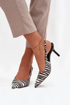 Czółenka Na Szpilce Zebra Phelia Damskie Szpilki Lakierowane|Czółenka Klasyczne