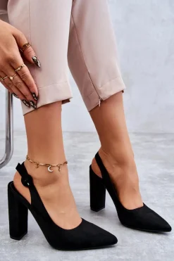 Online Czółenka W Szpic Na Obcasie Czarne Alanza Damskie Czółenka Na Słupku|Czółenka Klasyczne