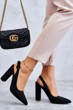 Online Czółenka W Szpic Na Obcasie Czarne Alanza Damskie Czółenka Na Słupku|Czółenka Klasyczne