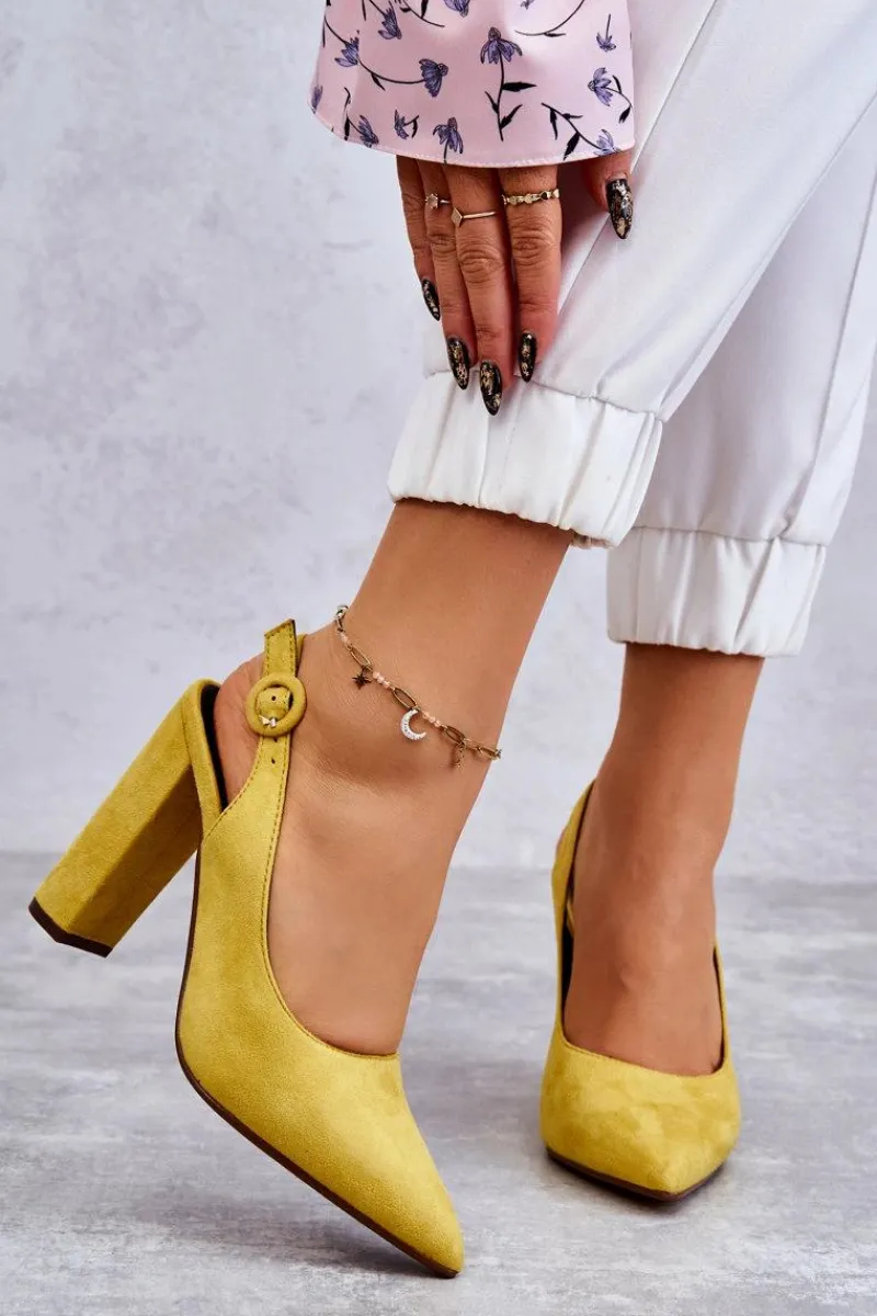 Sale Boto Czółenka W Szpic Na Obcasie Żółte Alanza